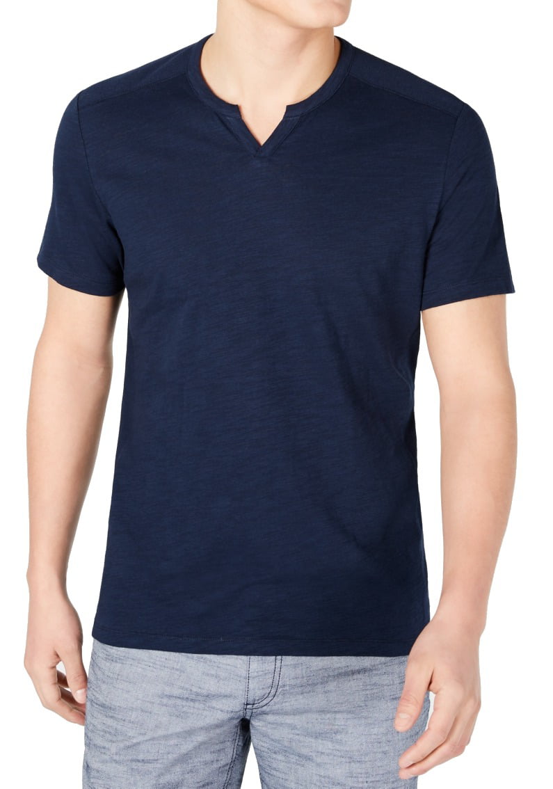 INC International Concepts Men's Ribbed Split Tee Blue Size XXL