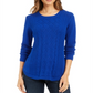 Charter Club Women's Cable Knit Button Trim Sweater Blue Size Petite S