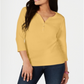 Karen Scott Women's Cotton Henley Shirt Brown Size Petite Medium