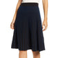Anne Klein Women's Striped Below the Knee Pleated Skirt Black Size Large