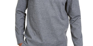 Alfani Men's Pinstripe Stretch Crew Sweatshirt Black Size X-Large