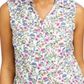 Charter Club Women's Floral Print Sleeveless Shirt White Size 14