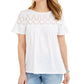 Style & Co Women's Cotton Eyelet Yoke Top White Size Small