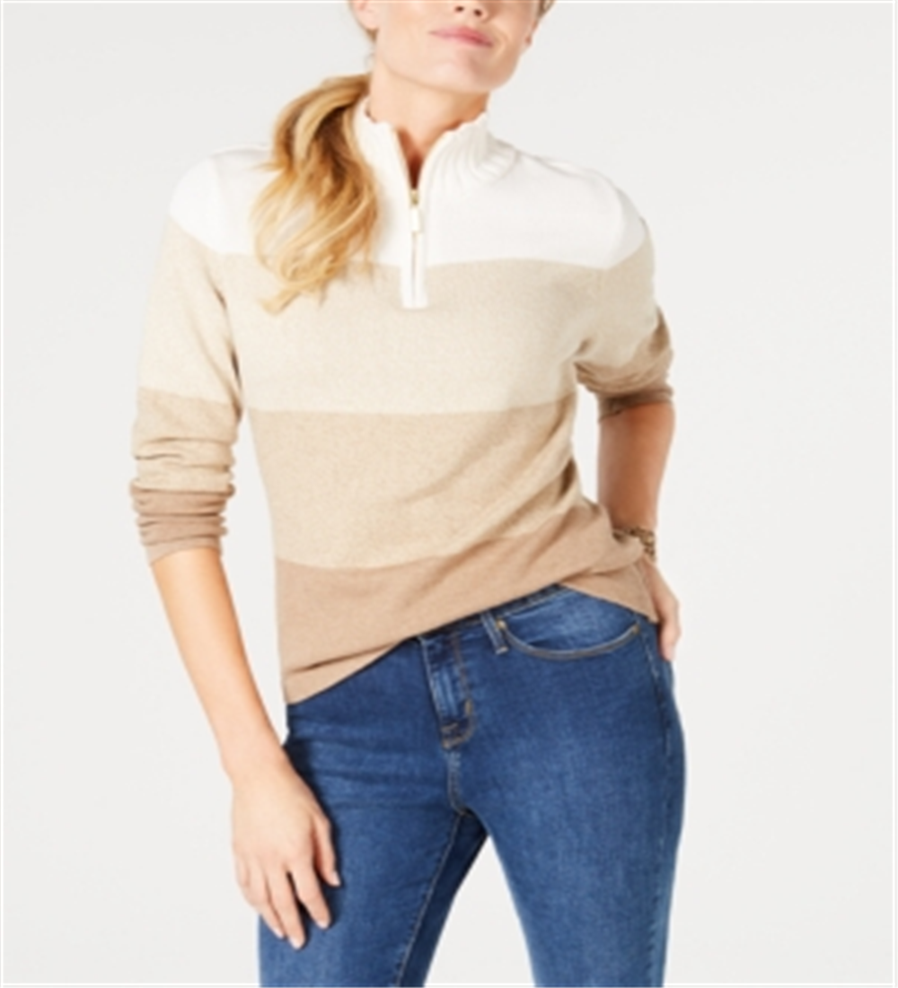 Karen Scott Women's Cotton Striped Sweater-Red Size Petite XL
