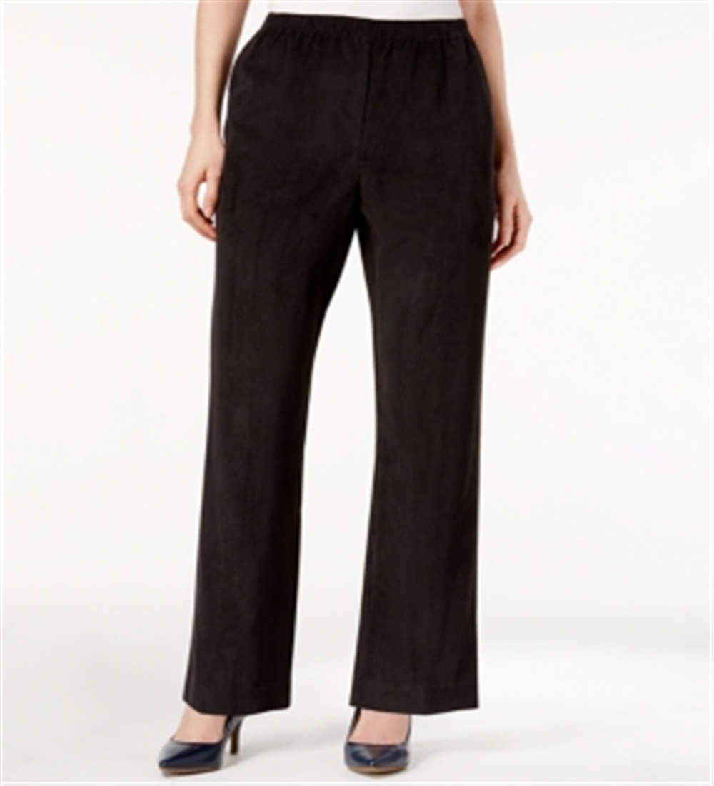 Alfred Dunner Women's Classics Pull on Corduroy Pants Black Size 12