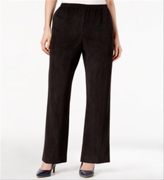 Alfred Dunner Women's Classics Pull on Corduroy Pants Black Size 12