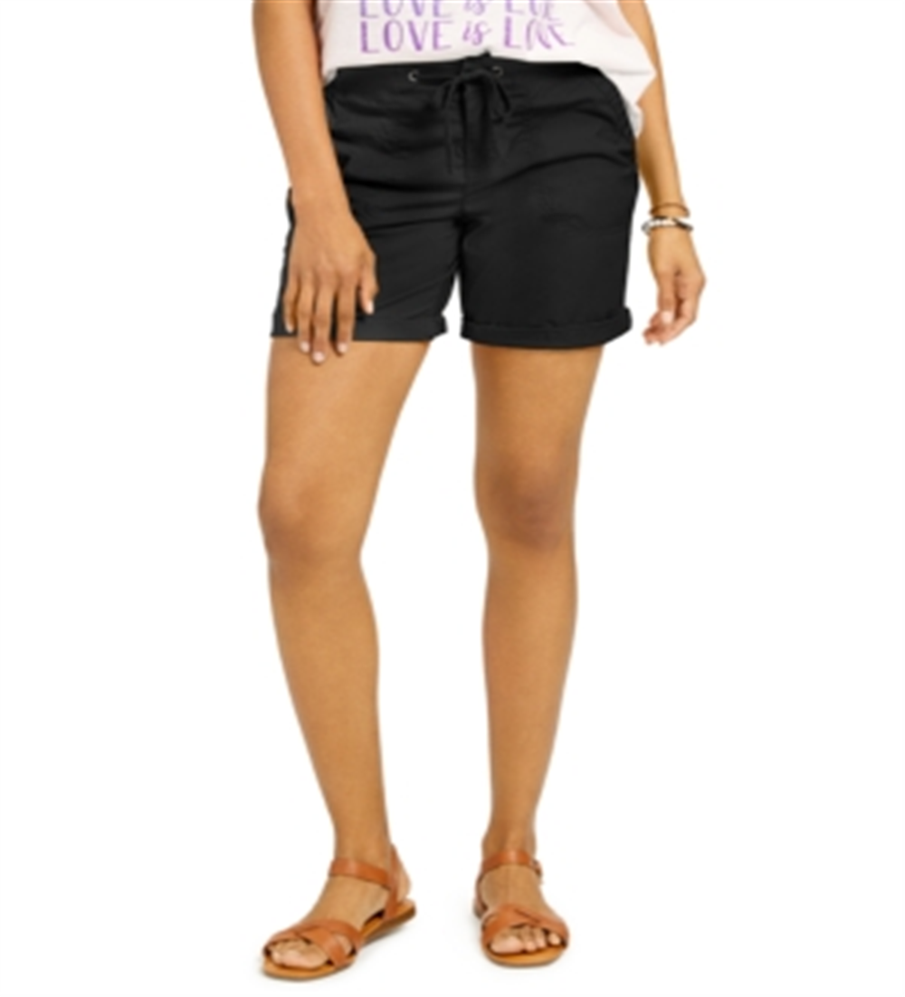 Style & Co Women's Knit Waistband Shorts Black Size Petite Small