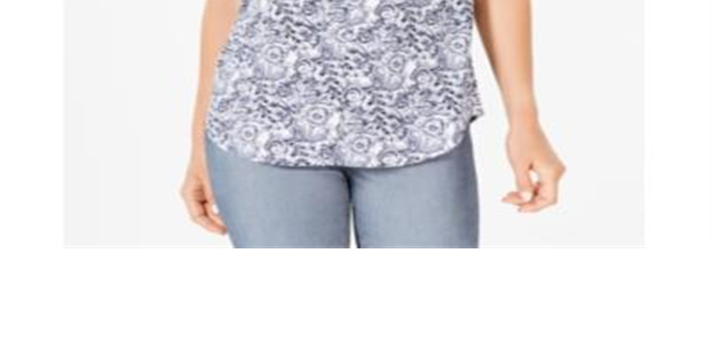 Charter Club Women's Floral-Print Pleated Neck Top White Size X-Large