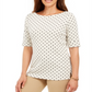 Karen Scott Women's Polka Dot Top Sand Size Petite L