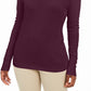 JM Collection Women's Embellished-Sleeve V-Neck Sweater Dark Purple Size Large