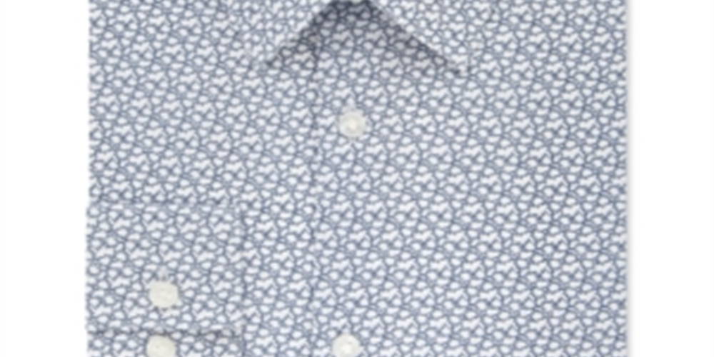 Calvin Klein Men's Extra Slim Fit Temperature Regulating Stretch Print Dress Shirt Navy-White Size XL