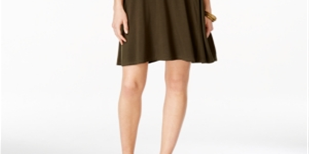 Style & Co Women's Sleeveless Swing Dress Green Size -Petite L