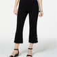 JM Collection Women's Cropped Button Trim Flare Pants Black Size Petite L