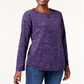 Karen Scott Women's Sport Space Dye Microfleece Top Rose Purple Size Large
