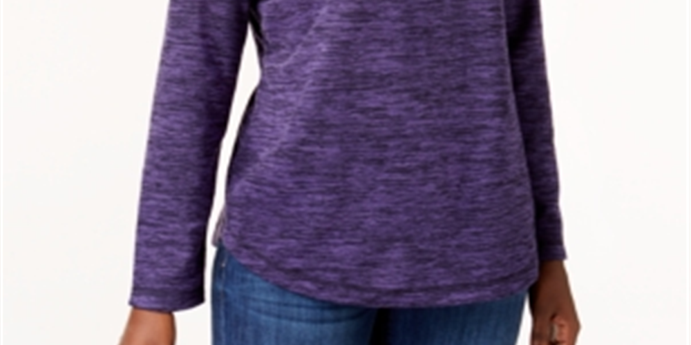 Karen Scott Women's Sport Space Dye Microfleece Top Rose Purple Size Large