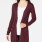 Maison Jules Women's Long Open-Front Jersey Cardigan Sweater Wine Size XX-Large