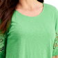 Charter Club Women's Cotton Lace-TrimTop  Green Size X-Large