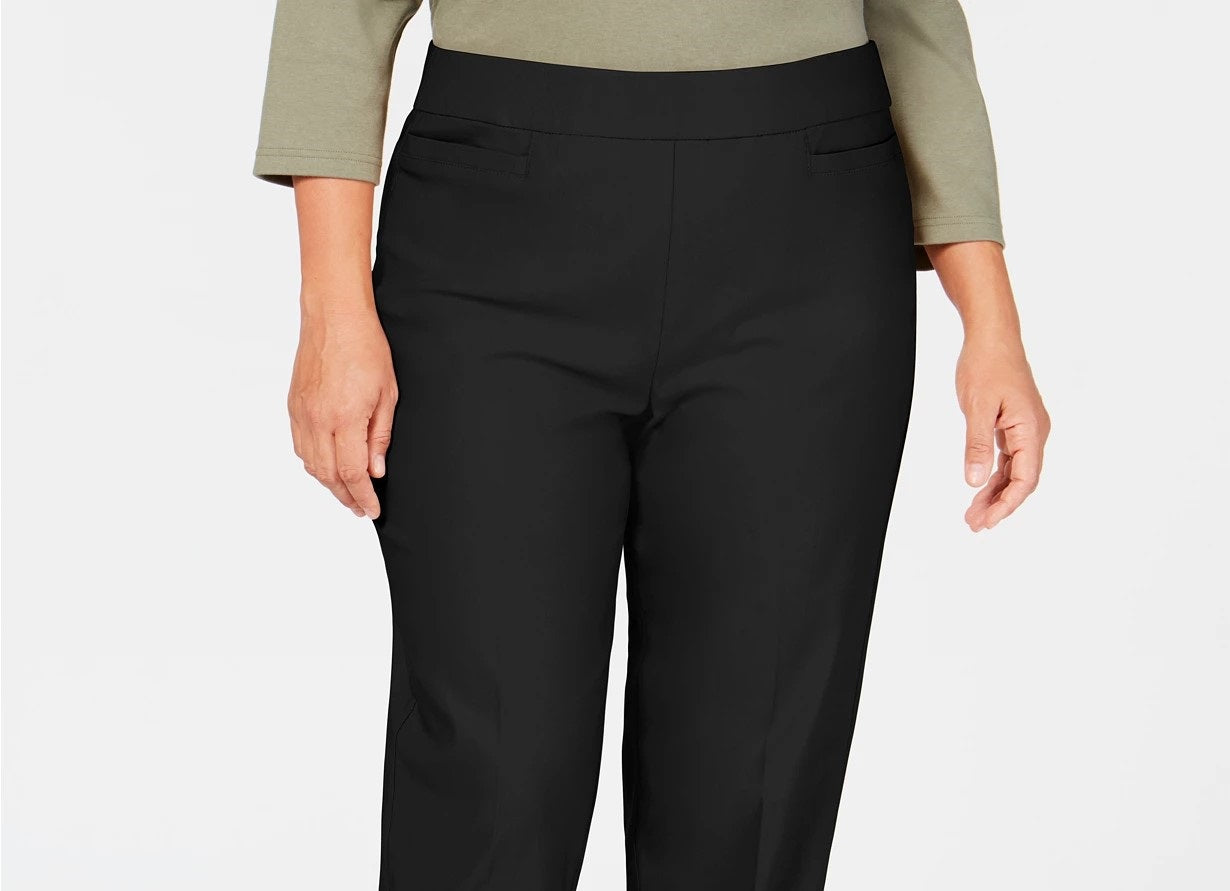 Alfred Dunner Women's Plus Size Classic Allure Tummy Control Pull-On Pants Black Size 22W