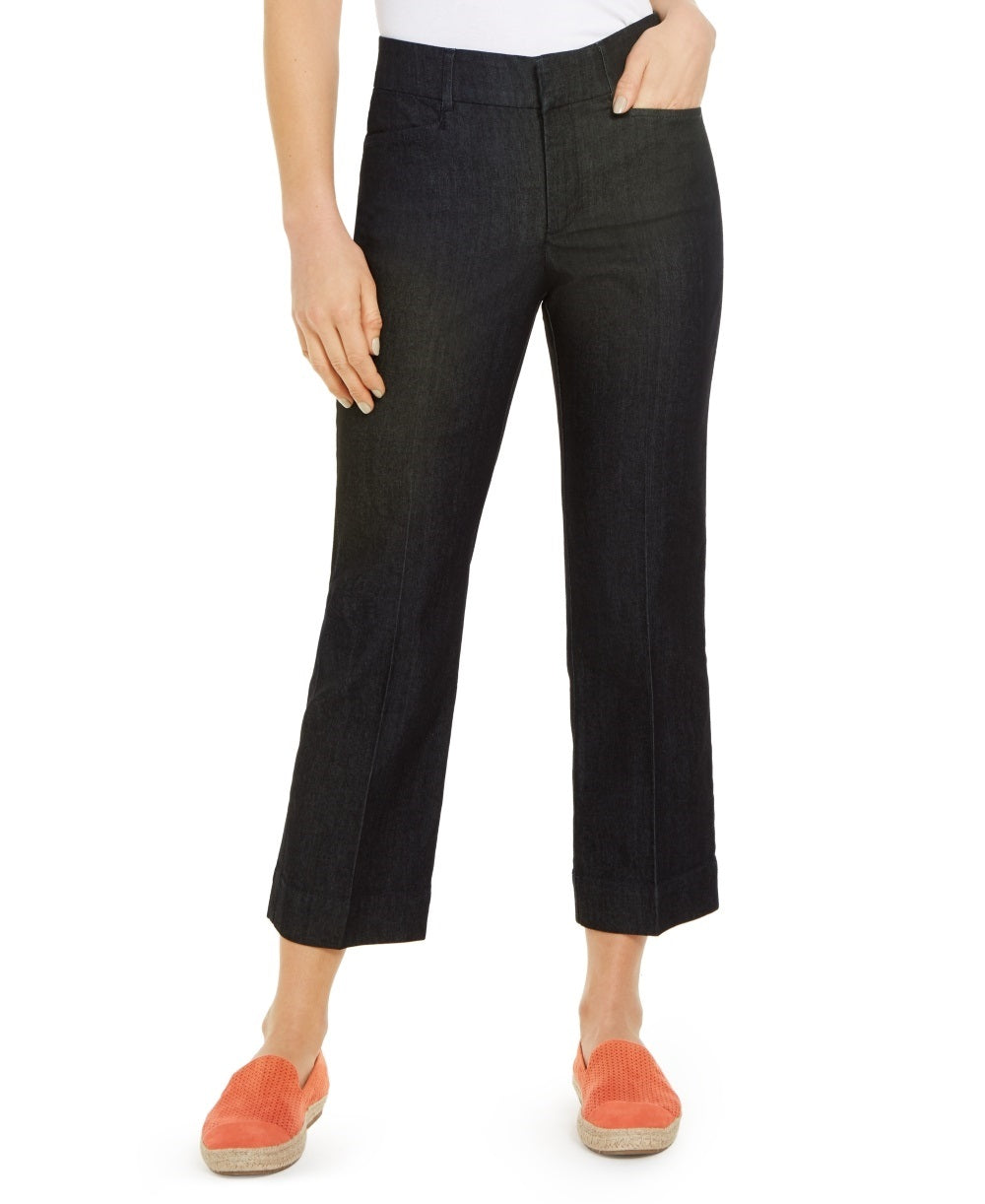 Charter Club Women's Cropped Straight-Leg Jeans Blue Size 14