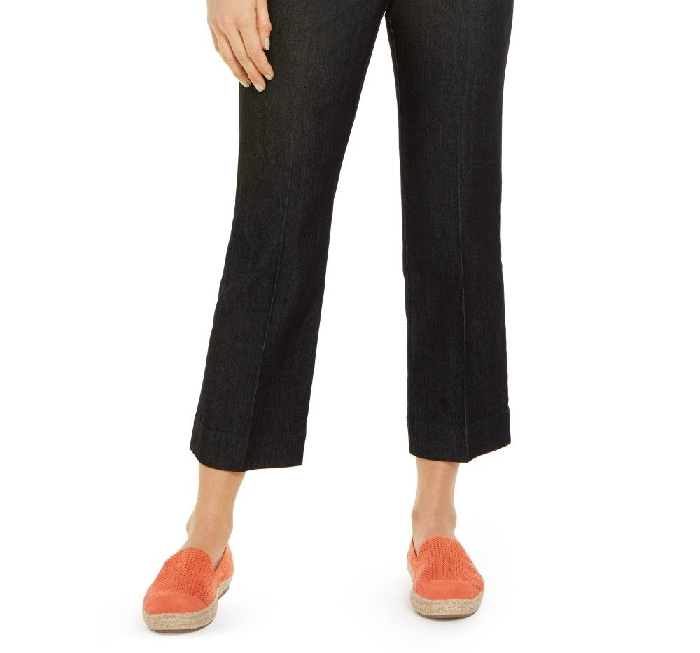 Charter Club Women's Cropped Straight-Leg Jeans Blue Size 14