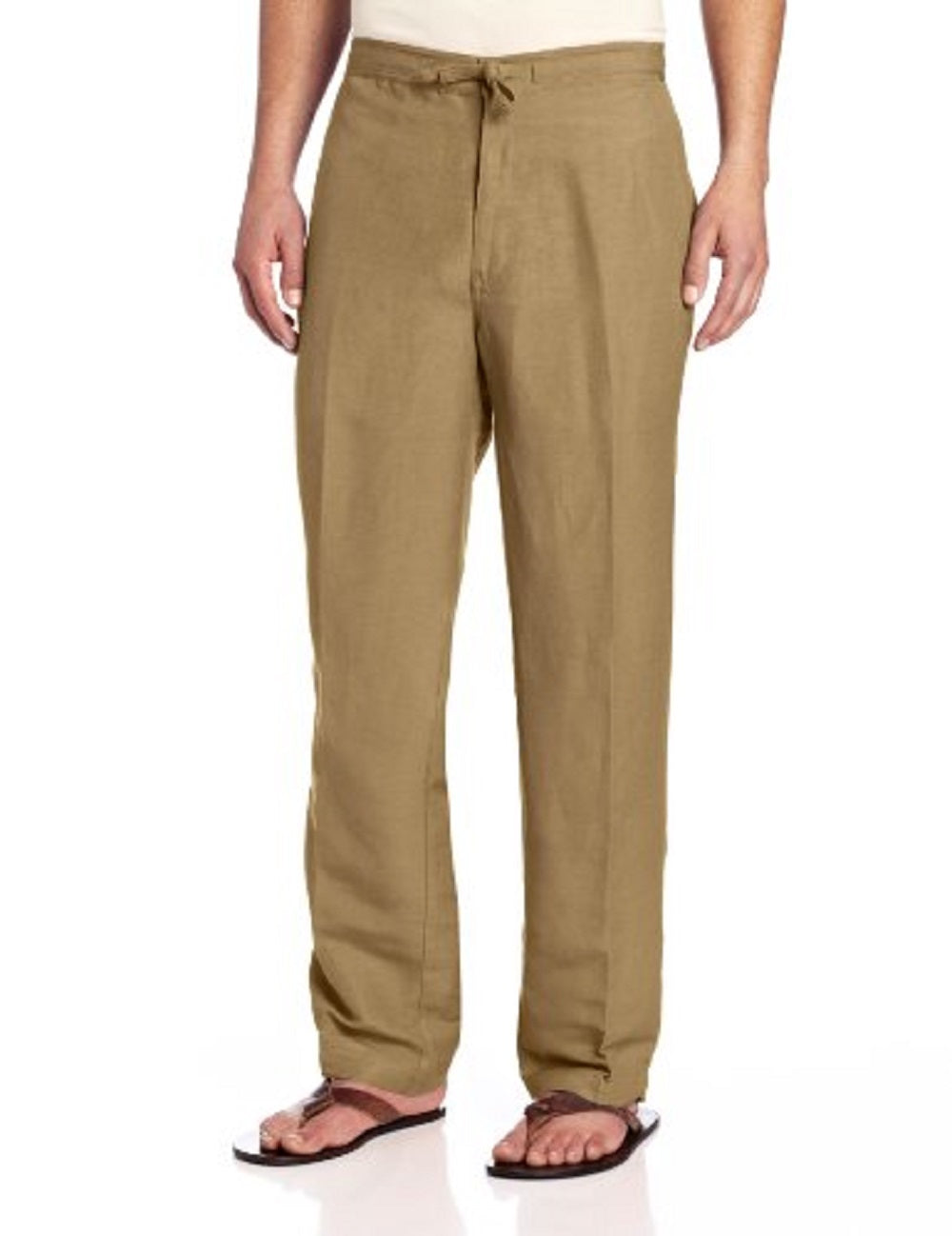 Cubavera Men's Linen-Blend Drawstring Pants Beige Size X-Large