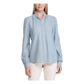 Ralph Lauren Women's Blue Cuffed V Neck Button up Top Navy Size X-Large