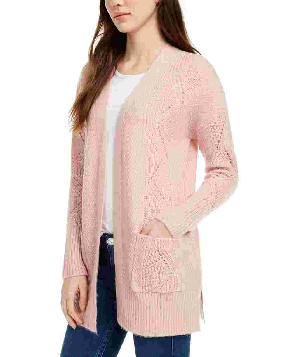 Pink Rose Juniors' Open-Front Cardigan Red Size Large