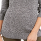 Charter Club Women's Herringbone Long Sleeve V Neck T-Shirt Gray Size Petite Large