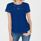 Charter Club Women's Cutout Cotton T-Shirt Blue Size Small