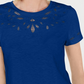 Charter Club Women's Cutout Cotton T-Shirt Blue Size Small
