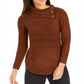 Style & Co Women's Envelope Neck Sweater Brown Size Petite L