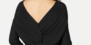 Bar III Women's Ribbed Twist Back Sweater Black Size X-Small