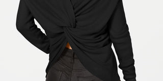 Bar III Women's Ribbed Twist Back Sweater Black Size X-Small
