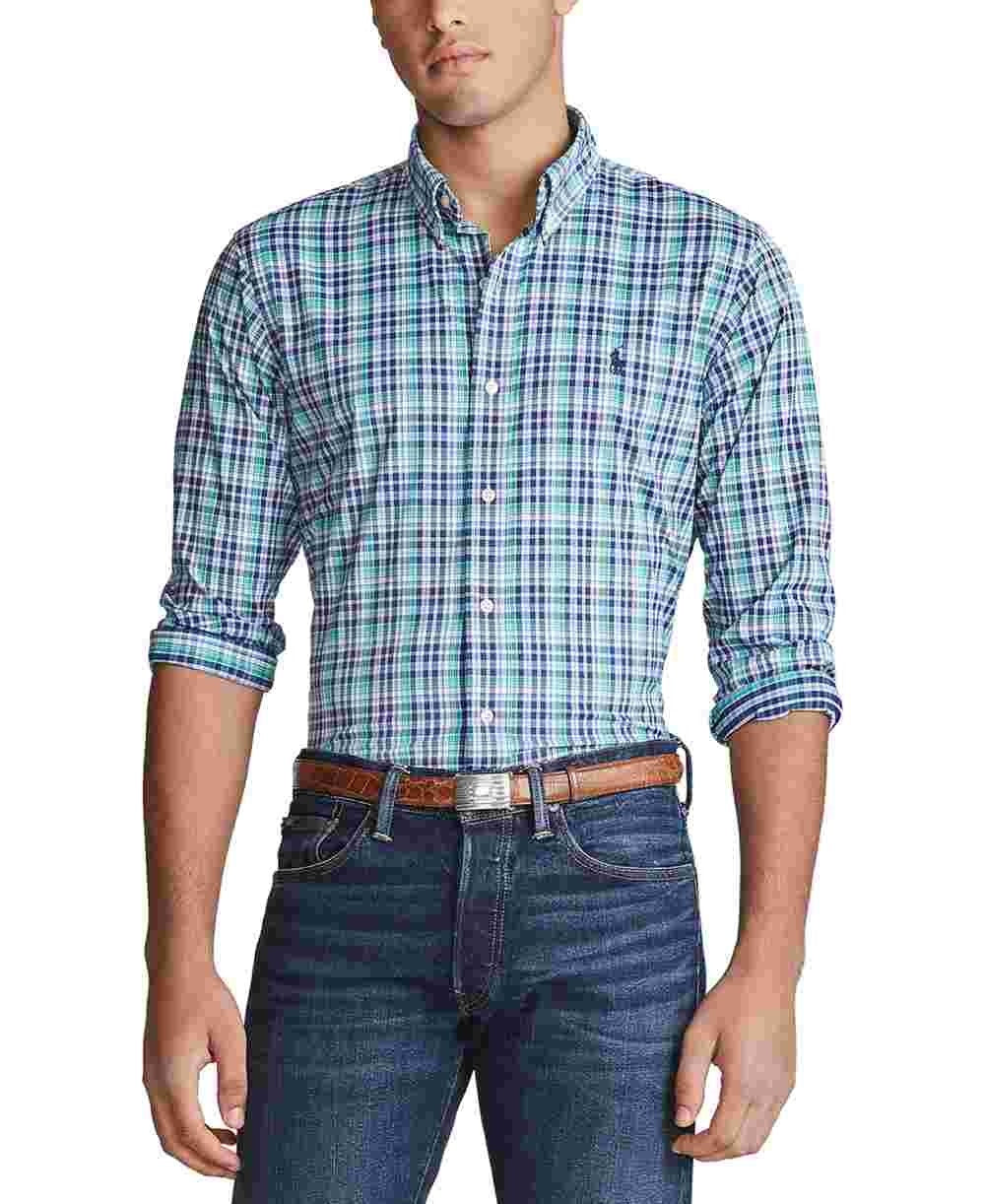 Ralph Lauren Men's Classic Fit Performance Plaid Twill Shirt Blue Size Small