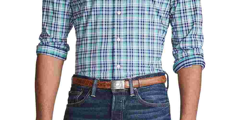 Ralph Lauren Men's Classic Fit Performance Plaid Twill Shirt Blue Size Small