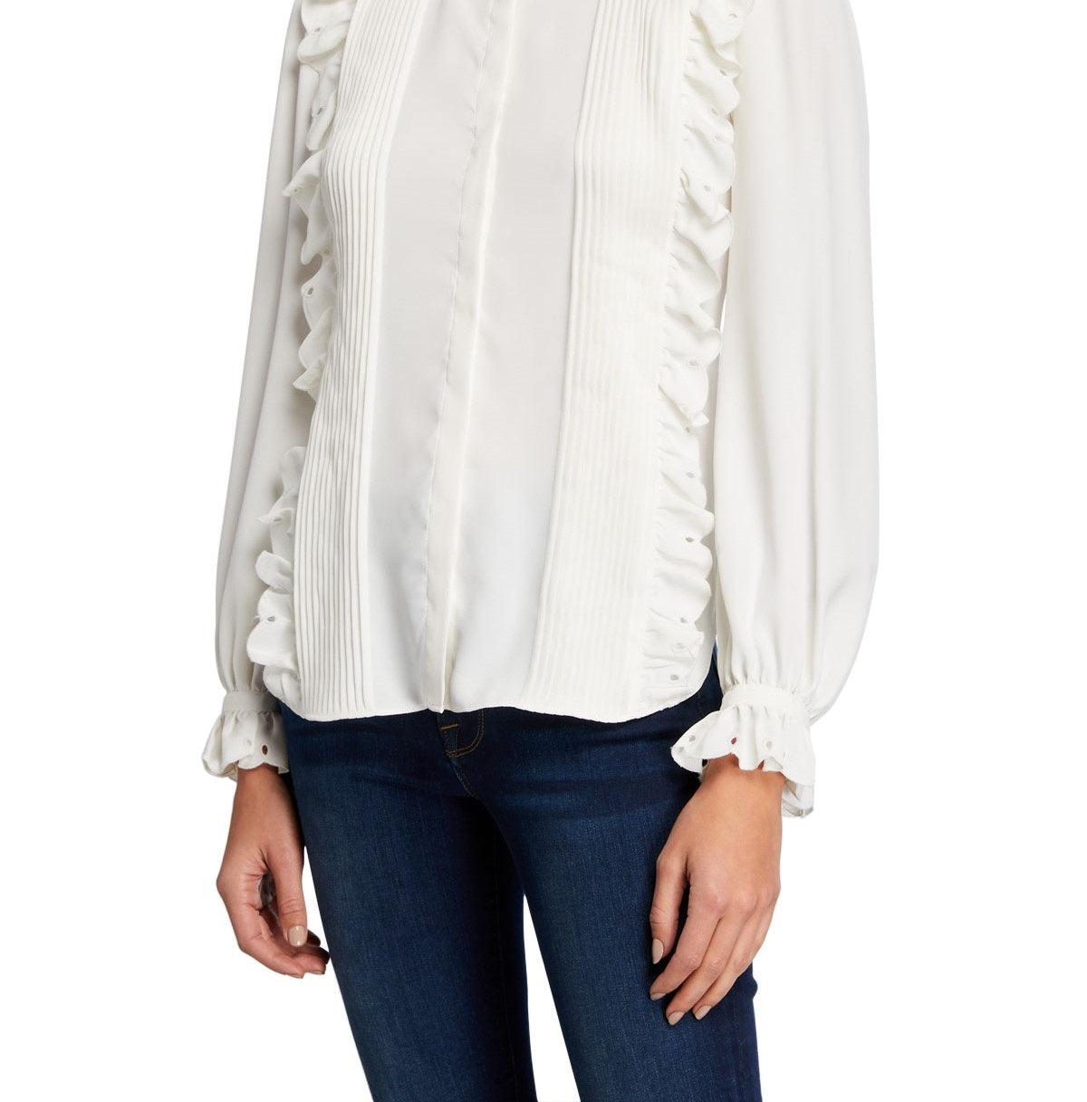 Joie Women's Cheyanne Ruffled Button-Down Top White Size X-Small