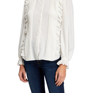 Joie Women's Cheyanne Ruffled Button-Down Top White Size X-Small