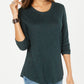 Style & Co Women's Long-Sleeve Scoop-Neck Top  Green Size Small