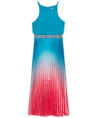 Rare Editions Women's Ombre Pleated Skirt Blue Size 10