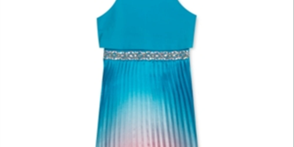 Rare Editions Women's Ombre Pleated Skirt Blue Size 10