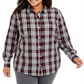 Charter Club Women's Plus Ilanna Cotton Plaid Button up Shirt Black Size XL