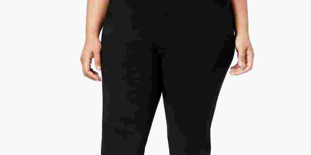 INC International Concepts Women's Plus Size Lace-Hem Cropped Pants Black Size 24W