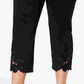 INC International Concepts Women's Plus Size Lace-Hem Cropped Pants Black Size 24W