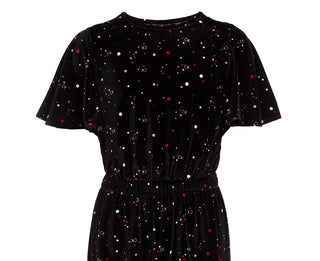 Calvin Klein Big Girls Velour Flutter-Sleeve Dress Black Size 12-14