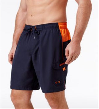Speedo Men's Sport Volley Swim Bottom Trunks -Navy -Orange Size Small