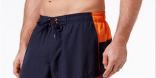 Speedo Men's Sport Volley Swim Bottom Trunks -Navy -Orange Size Small