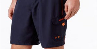 Speedo Men's Sport Volley Swim Bottom Trunks -Navy -Orange Size Small