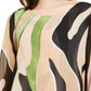 Alfani Women's Printed Angel Sleeve Top Caramel Combo Size Petite XL