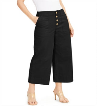 INC Women's Wide Leg Exposed Fly Culottes Black Size 8-