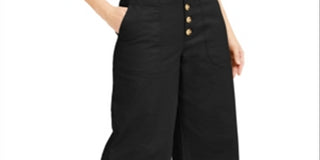 INC Women's Wide Leg Exposed Fly Culottes Black Size 8-